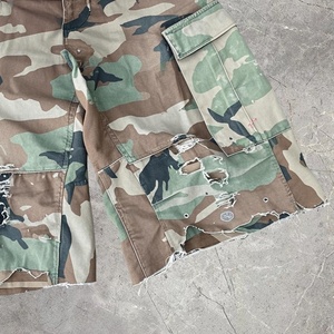<span class=keywords><strong>Pantaloncini</strong></span> <span class=keywords><strong>Cargo</strong></span> mimetici corti da <span class=keywords><strong>uomo</strong></span> YOUMI Streetwear mimetico con orlo grezzo con tasche a vita media 100% cotone - Product Image 2