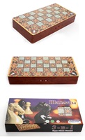 Joli ensemble de jeux de société en bois multifonctionnel 3-en-1 de 40 cm, comprenant Échecs, Dames et Échecs chinois, coffret cadeau éducatif pour