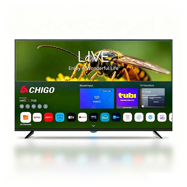 Frameless Pixel OEM 4K QLED Smart TV 43-100 Inch HDR Android Google WebOS