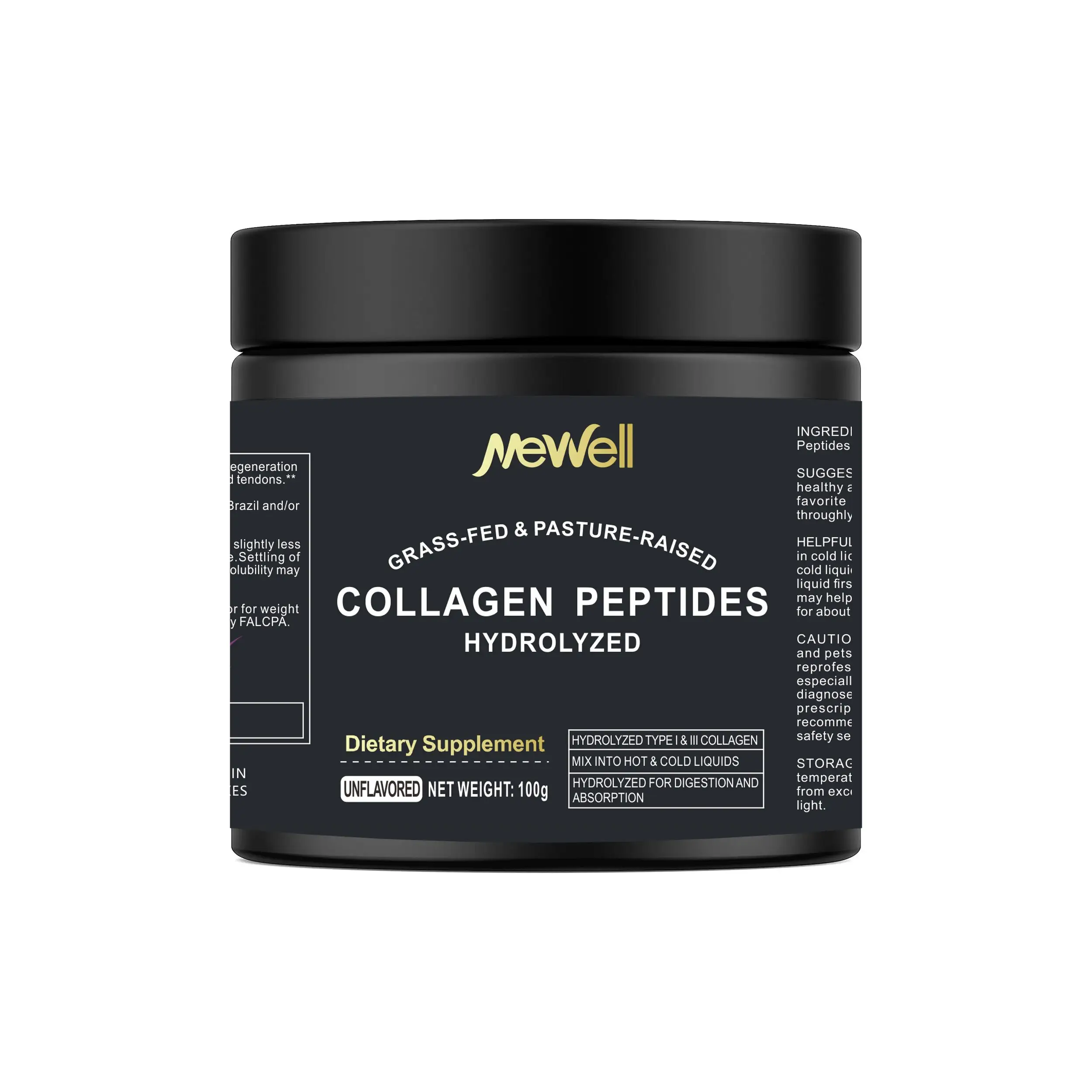 Collagen Peptide Powder Pure Hydrolyzed Gluten Free Keto and Paleo Friendly Grass Fed Unflavored Non GMO