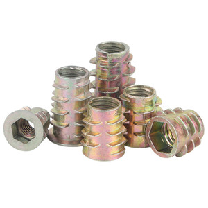Tuercas hexagonales con brida surtidas M4 M6 de acero al carbono cincado, tuercas de inserción roscadas para madera - Product Image 3