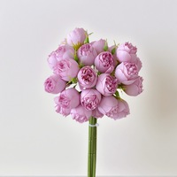 Bouquet de 27 roses thé et ranuncules en soie, style européen, noué à la main, fleurs artificielles blanches, pour remise de diplôme, Noël, taille personnalisée