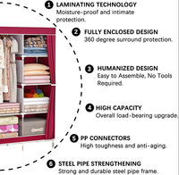 Armoire portable avec tissu non tissé Armoire pliante à cadre direct d'usine pour chambre à coucher