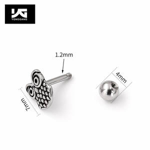 Petites boucles d'oreilles hibou en acier inoxydable, bijou à la mode, tendance, en forme de hibou, pour femmes et filles, 1 pièce - Product Image 4