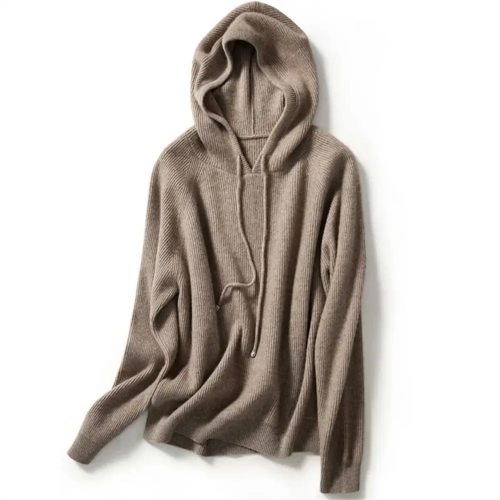 Autumn And Winter Thickened Cashmere Sweater Women'S Pullover Loose Short Hooded Wool Sweater Lazy Knitted Bottoming Hoodie