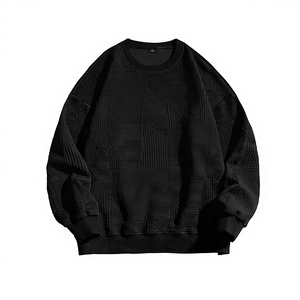 Sudadera con Capucha Deportiva Casual para Hombre, Cuello Redondo, Tejido Holgado, Técnica Jacquard, Ropa de Otoño para Exteriores, 100% Algodón - Product Image 2