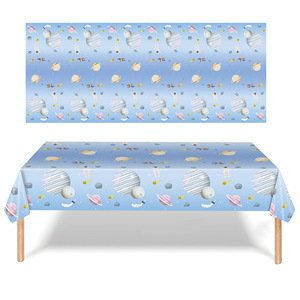 <b>Light</b> Blue Planet <b>Space</b> Theme Party Tablecloth Rectangle Birthday Decoration Astronaut Cartoon Print High Quality Plastic - Product Image 4