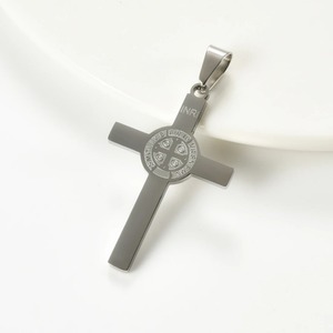 Ciondoli a croce di <span class=keywords><strong>San</strong></span> Benedetto in acciaio inossidabile per collane da donna e da uomo, ciondoli religiosi cattolici per la preghiera, amuleti, gioielli, regalo. - Product Image 3