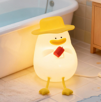 Lampu Malam Silikon Bentuk Bebek Lucu Kontrol Sentuh Pengubah Warna Pengatur Waktu Mati Otomatis Pengisian Daya USB Lampu Kamar Tidur Portabel