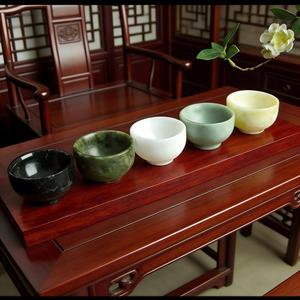 Taza de Té de <span class=keywords><strong>Jade</strong></span> Blanco Natural al por Mayor, Taza de Té de <span class=keywords><strong>Jade</strong></span> <span class=keywords><strong>Verde</strong></span> Kung Fu, Juego de Tazas de Cristal para Decoración de Escritorio - Product Image 2