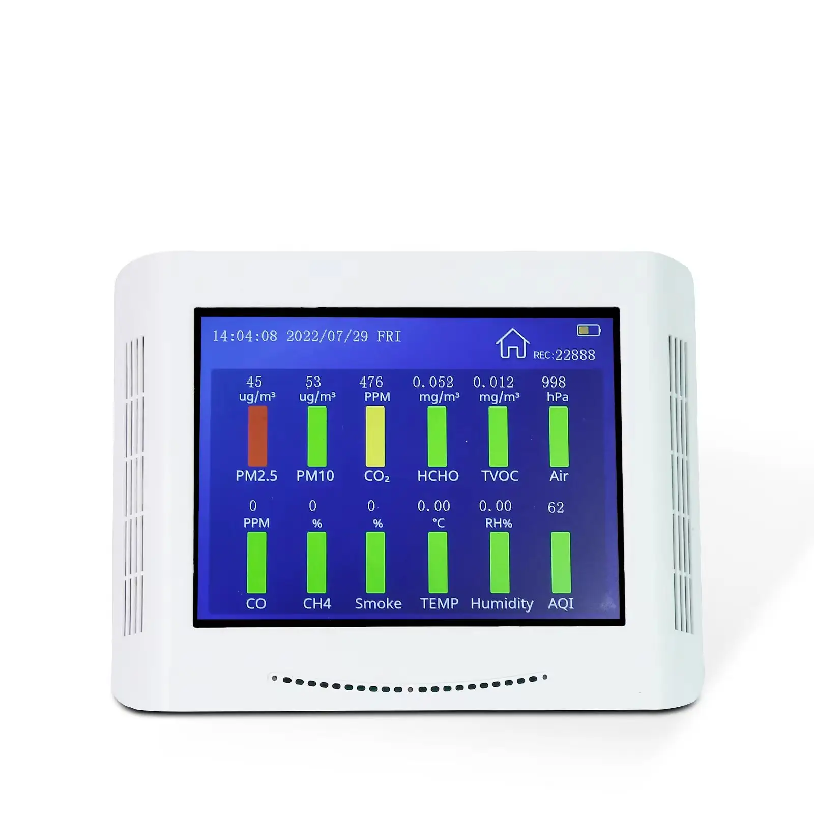 Alarma de sonido 13 en 1 para interior, Monitor completo de calidad del aire, multifunción, Detector con registrador de datos