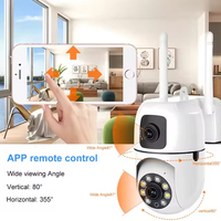 Caméra de sécurité domestique intérieure 1080P, double objectif, WiFi, audio bidirectionnel, caméra de surveillance avec vision nocturne couleur
