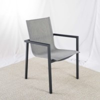 Chaise de salle à manger empilable en aluminium, style antique, siège en tissu gris, mobilier d'extérieur pour patio, fête, jardin, café, hôtel, cour