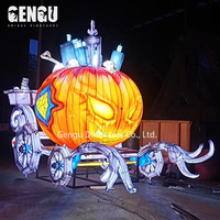 Grande sculpture de carrosse citrouille géante en fibre de verre pour Halloween, avec éclairage LED, accessoire Jack-O'-Lantern, décoration pour parcs à thème et festivals, OEM