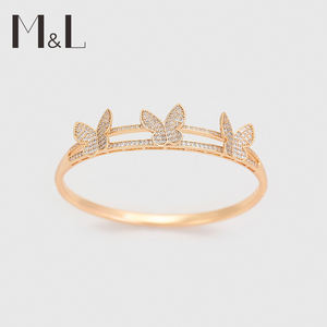 X000728916 Xuping bijoux vente en gros plaqué or mode fête 3D stéréoscopique trois papillon femmes bracelet - Product Image 2