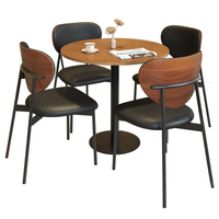 Ensemble table et chaises de style industriel, structure métallique, plateau en bois, mobilier de salle à manger 2/4 places pour café bistro