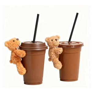 ตุ๊กตาหมีขนาดเล็กสำหรับแก้วกาแฟ ตุ๊กตาหมีเท็ดดี้แบบมีเวลโคร - Product Image 6