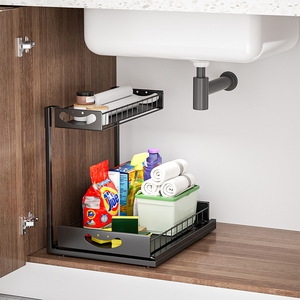 Étagère à épices de cuisine moderne à un seul niveau Organisateur de stockage sur pied pour armoire métallique domestique <span class=keywords><strong>Sous</strong></span>-évier multifonctionnel - Product Image 6