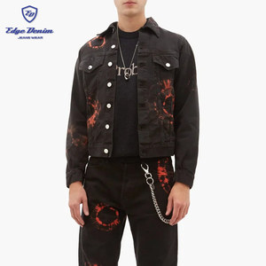 El más nuevo estilo jean chaqueta de manga larga 2 tonos vaquera tie-dye chaqueta para los hombres - Product Image 1
