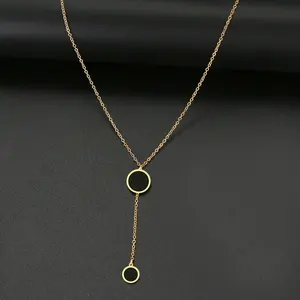 Simple circular stainless steel necklace pendant with luxurious two pieces of accessories Best Friend women's jewelry necklaces
