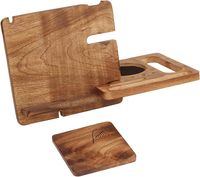 Estación de Carga de Madera para Hombre - Organizador de Mesita de Noche - Soporte para Teléfono Celular - Organizador de Relojes, Guarda Llaves y Cartera