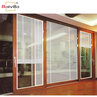 Nouveau design UPVC Portes extérieures Patio Vinyle PVC Porte coulissante en verre avec stores intégrés