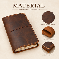 Cubierta de Cuaderno de Cuero Personalizada, Recargable, A5/A6, Triple Pliegue, Color y Logotipo Personalizados, Regalo Promocional