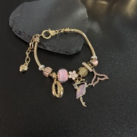 Accessoires : Bracelet à breloques en chaîne serpent dorée, queue de sirène ballerine, coquillage cauris, bracelet perlé DIY, bijoux de danse tendance pour filles