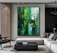 Grande œuvre d'art murale encadrée verte, abstraite, texturée en 3D, faite à la main, décoration de salon, peintures décoratives sur toile abstraite