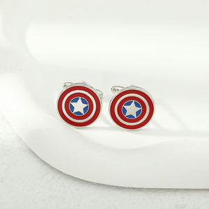 Boutons de manchette Captain America en alliage métallique, <span class=keywords><strong>accessoires</strong></span> en alliage pour hommes, cadeaux, série de films de <span class=keywords><strong>super</strong></span>-<span class=keywords><strong>héros</strong></span> - Product Image 6