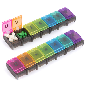 SUNSHING Rainbow Color 7 Day Weekly Pill <b>Container</b> Customizable <b>Tablet</b> Organizer Portable Travel Empty Vitamin Supplements Box - Product Image 4