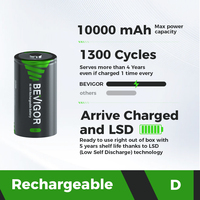 BEVIGOR baterai berkapasitas tinggi 2 ukuran D 10000mah baterai Nimh 1.2v R20 ukuran sel D 1.2v Nimh baterai isi ulang D