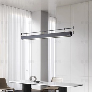 Lámpara colgante minimalista de tira larga LED negra de un solo cabezal para comedor, barra de bar, hogar, sala de té. - Product Image 3