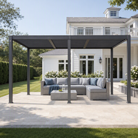 Gazebo bioclimatique en aluminium motorisé écologique, résistant aux intempéries et au vent, pour restaurant en bord de piscine, espace de loisirs