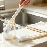 Brosses de nettoyage en nylon avec manche en plastique pour bouteilles d'eau et tasses, brosse à vaisselle à large ouverture, écologique, fourniture d'usine
