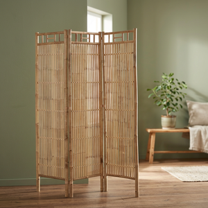Natural Bamboo Freestanding Louver Room Divider Partitions <b>Screen</b> for Dining Room Folding Privacy Wall GIA NGUYEN - Product Image 3