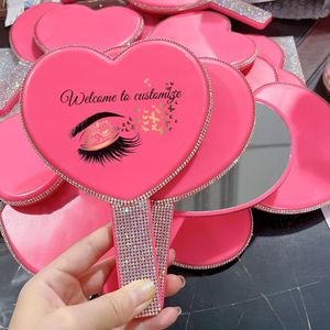 Espejos de Mano Cuadrados de Plástico de una Sola Cara con Diamantes Brillantes para Maquillaje Cosmético, Marca Privada, para Mujeres - Product Image 4