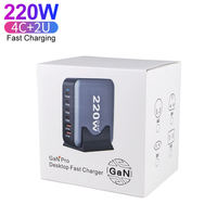 Type C 100W 45W 20W Dc 220 Volt 50Hz Adaptateur électrique pour ordinateur portable domestique Chargeur de bureau 6 ports Chargeur 220W Gan Pd