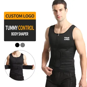 Black Customised Summer Sweat Shaper Joggers Running Adjustable Belts Straps Fit Custom Logo Printing Tank Top With Zipper