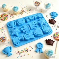 Moule en silicone en forme de trophée étoile pour chocolat, gâteau, savon fait main, bougies d'aromathérapie - Silicone souple, résistant au four, intérieur antiadhésif