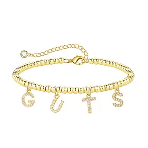 Bracelets de perles de lettre plaqués or véritable 14K GUTS Enewton Bracelets pour femmes Bijoux à la mode