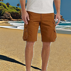 Shorts de jogging kaki tendance à séchage rapide, 100 % coton tricoté, taille mi-haute, respirant, avec cordon de serrage, pour la plage et le sport décontracté - Product Image 2