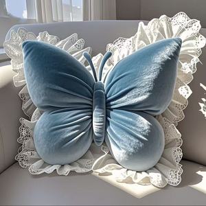 New-style Princess-inspired Soft Office <b>Back</b> <b>Cushion</b> Modern Lace Bow Throw Pillow Butterfly-shaped PP Cotton Solid - Product Image 5