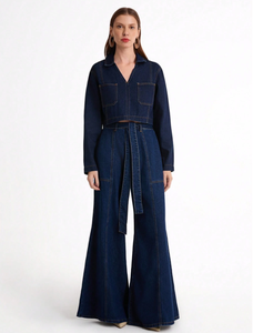 Camicette da donna estate nuova moda Chic <span class=keywords><strong>Jeans</strong></span> corti Vintage a maniche lunghe camicie femminili top Chic - Product Image 3