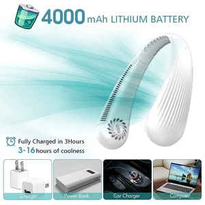 Ventilador de cuello portátil, miniventilador sin aspas, recargable por USB, silencioso, deportivo, ajustable a 3 velocidades para el verano, súper fresco - Product Image 3