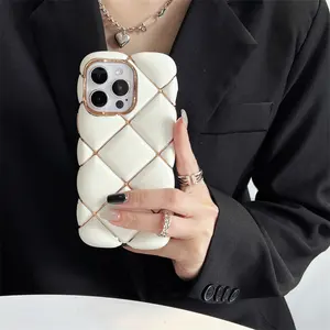 Shockproof luxury designer diamond texture phone case for iphone 15 14 13 12 11 Pro Max back cover