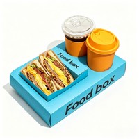 Boîte à lunch personnalisée avec logo, boîte à sandwich, boîte à emporter avec séparateur pour tasse à café, emballage jetable en carton pour collations et restauration rapide
