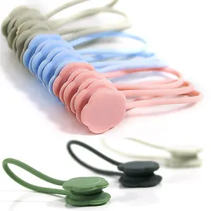 Penggulung kabel Earphone silikon, dapat digunakan kembali klip dudukan Organizer Multi fungsi tahan lama Magnet headphone dasi kabel Winder