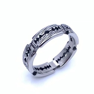 Men's Titanium Steel <b>Ring</b> Wood Grain Pattern Fashion Jewelry Gift 216007 - Product Image 2