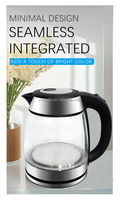 Bouilloire électrique sans fil intelligente de 2,0 L, grande capacité, en verre, appareil de cuisine avec lumière LED, bouilloire en verre pour le thé